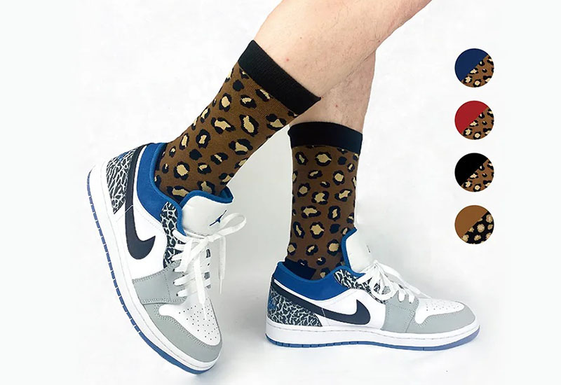 豹紋襪-黑 厚襪款(2種尺寸)